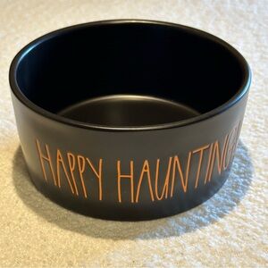 Rae Dunn HAPPY HAUNTING! 6” Dog Bowl Black Orange NWOT Halloween